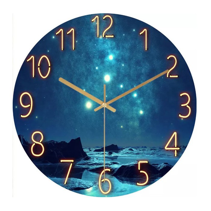 COLOGO 🥇 Wall Clocks Blue Tone Gold Fashion Wall Clock Bedroom Living
