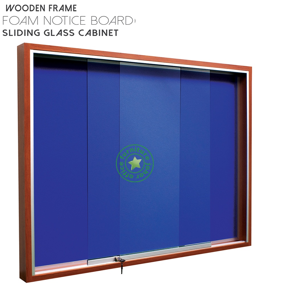 FY 16.27 Wooden Frame Soft Notice Board Sliding Glass \ Papan