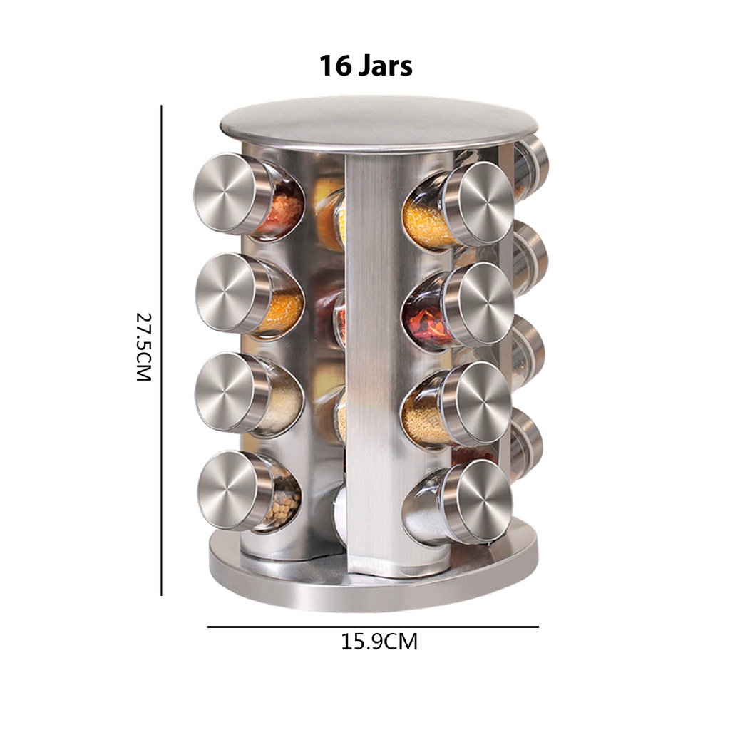 Stand Seasoning Rack 21.5cm/27.5cm Spice Rack 12Jar/16Jar Revolving
