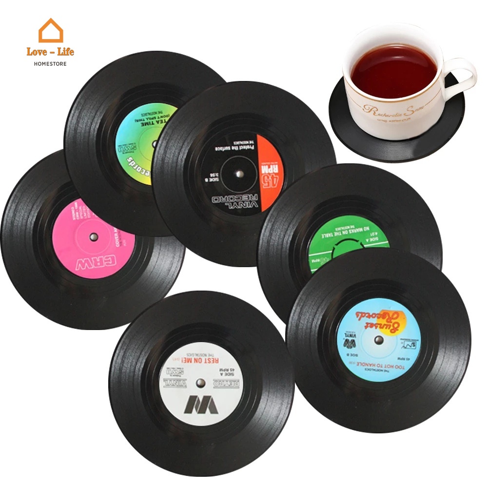 Simulation Vinyl Records Drink Coaster / Round Record Heatresistant