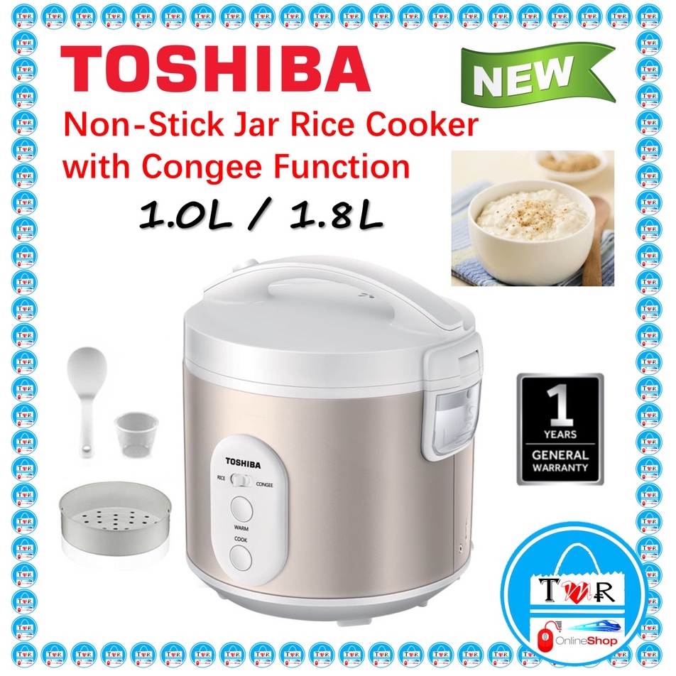 TOSHIBA JAR RICE COOKER WITH CONGEE & STEAMING 3 IN 1 FUNCTION 1.0L RC