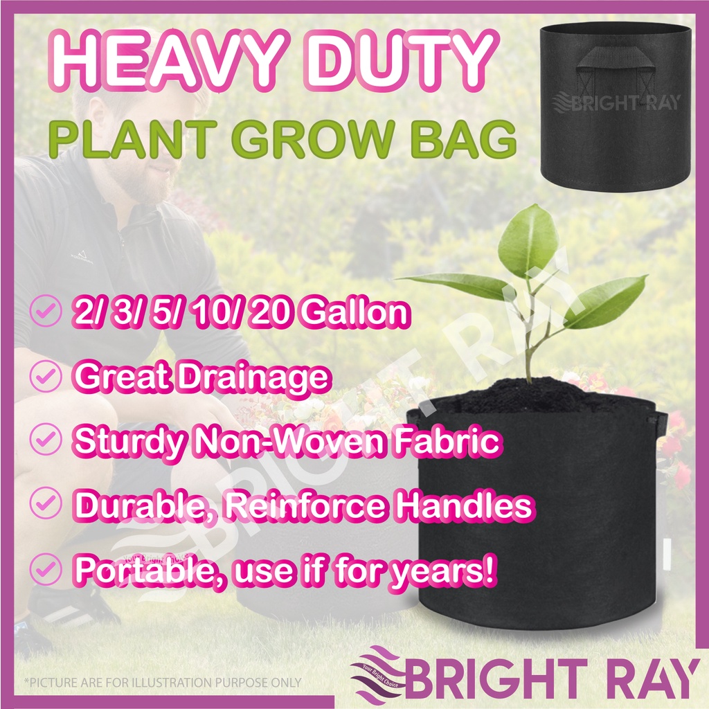 [READY STOCK] 2/3/5/10/20 Gallon Grow Bag Plant Bag NonWoven Aeration