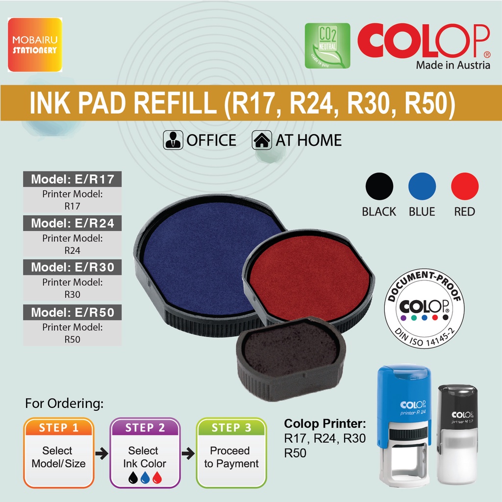 Ink Pad/Cartridges Refill for Self Inking Stamps COLOP Printer Round