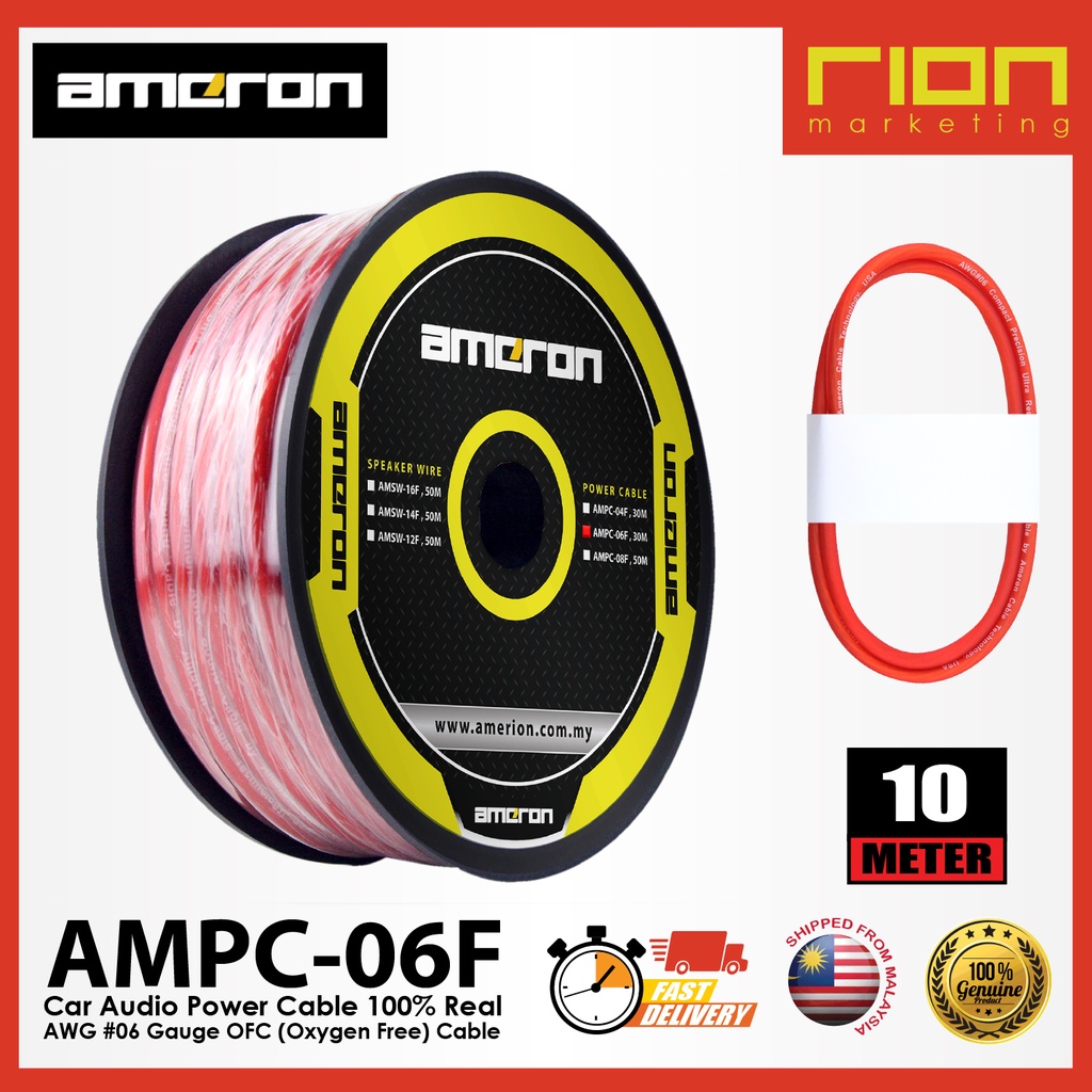 AMERON AMPC06F 10 Meter Car Audio Power Cable 100 Real AWG 6 Gauge
