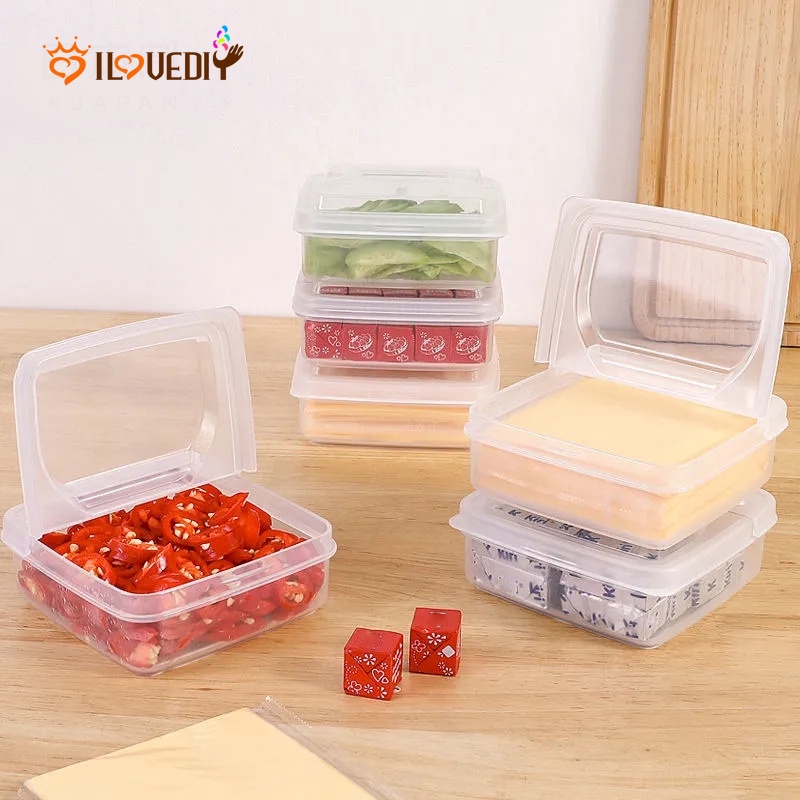 2PCS Japanesestyle Fliptop Cheese Slices Storage Box Fliptop Food