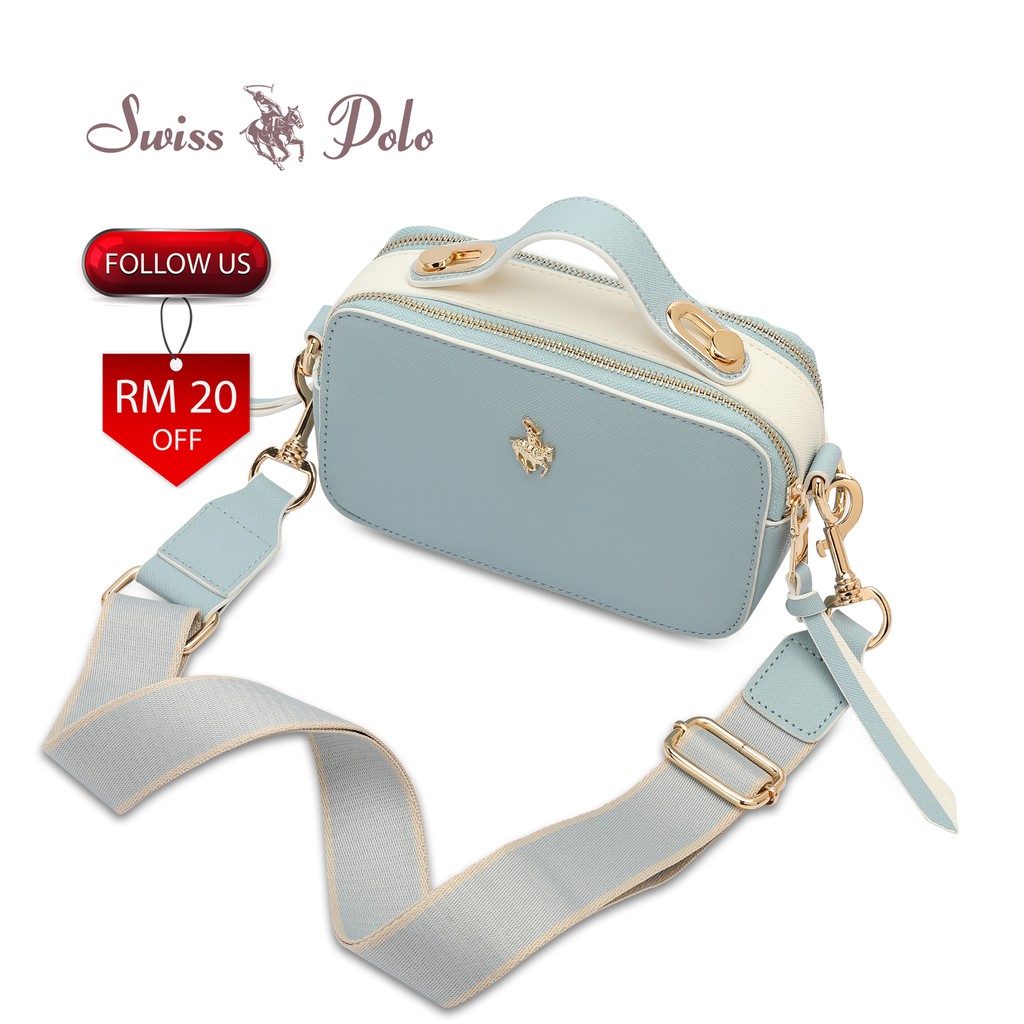 SWISS POLO Ladies Sling Bag HEX 91822 Blue Shopee Malaysia