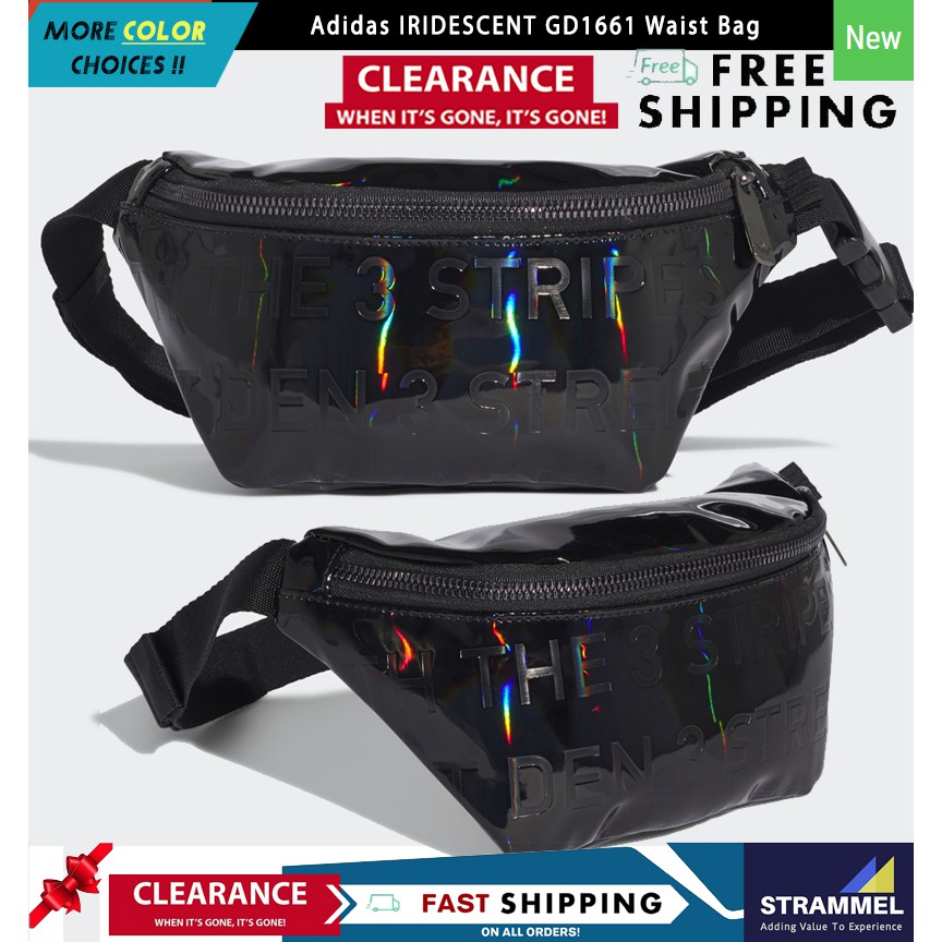 [100 Authentic] Adidas Waterproof IRIDESCENT GD1661 Waist Bag Black