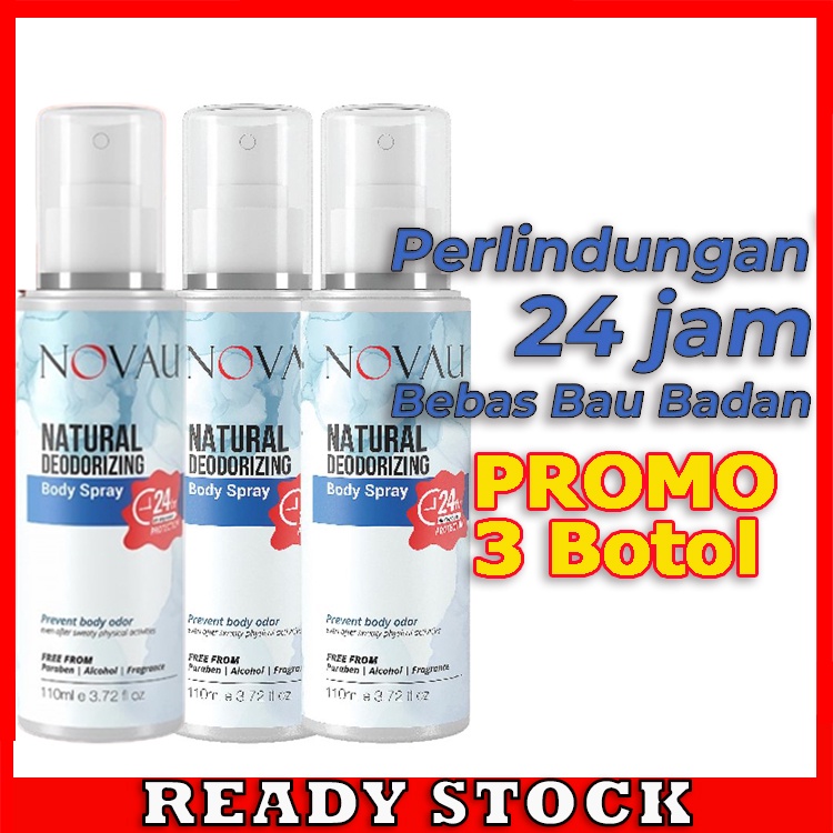 NOVAU NATURAL DEODORANT SPRAY ANTI BAU BADAN 3 Botol Untuk Masalah