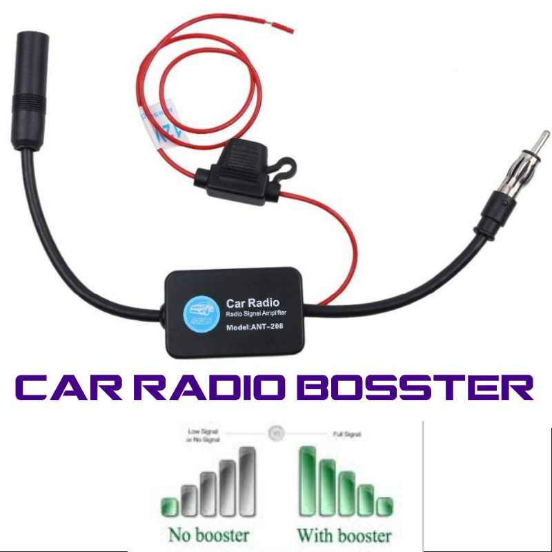 12V Car FM&AM Radio Antenna Signal Amplifier Booster ANT208 Enhancer