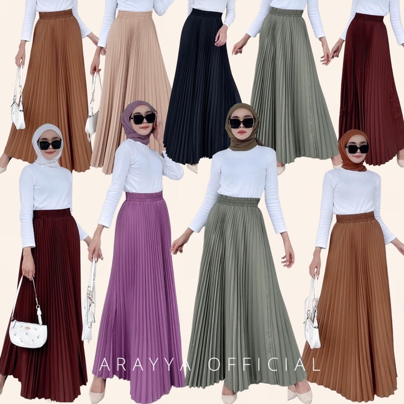 Pleated Plain Skirt and Pants Plain Hight Quality Long Skirt Murah