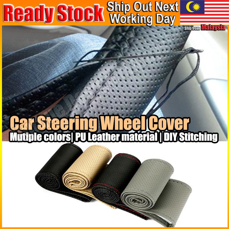 38cm Car Steering Wheel Cover DIY Stitching With Needles Thread