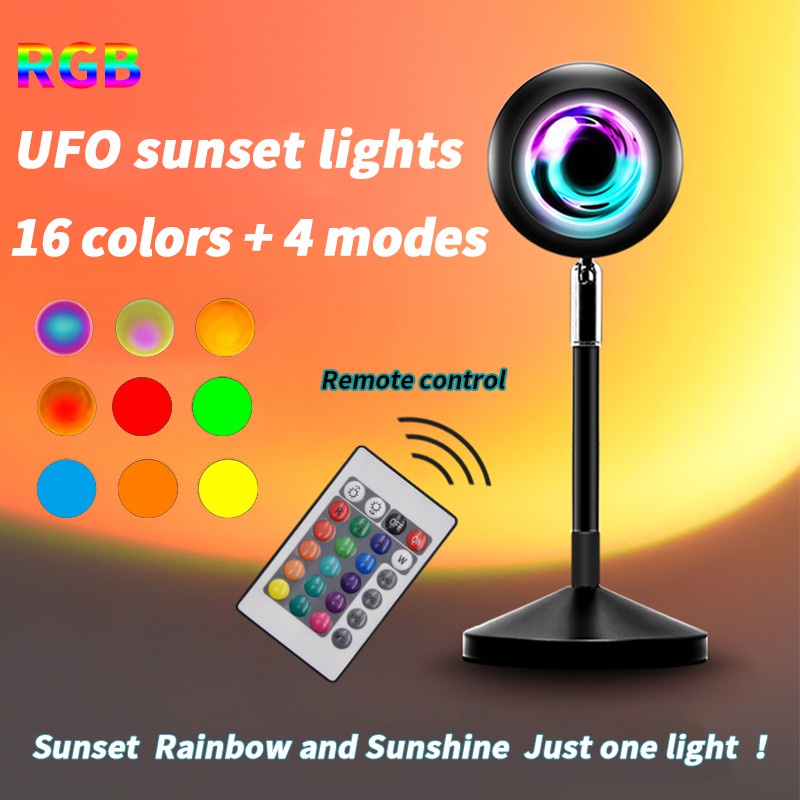 Sunset Lamp, 16 Colors 4 Flashing Modes Projection 360 Colorful