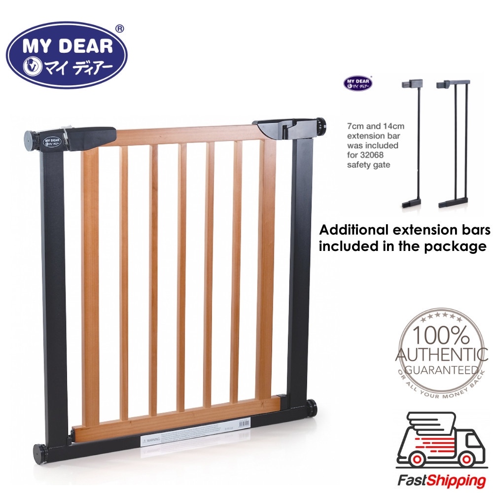 My Dear Baby Wooden Safety Gate 32068 With Both 1 x 7cm and 1 x 14cm