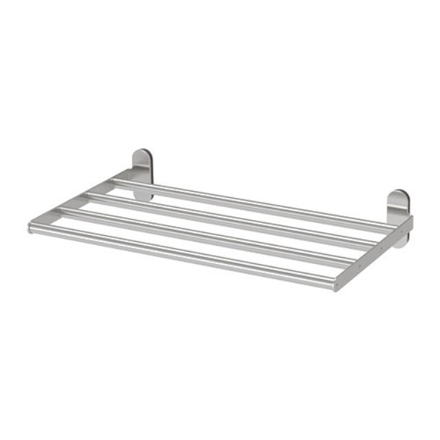 💥READY STOCK💥 IKEA BROGRUND Wall shelf with towel rail, stainless steel
