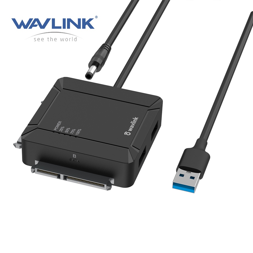 WAVLINK USB 3.0 to Dual Bay SATA Adapter, External 2.5" 3.5'' SATA Hard Drive Connector for