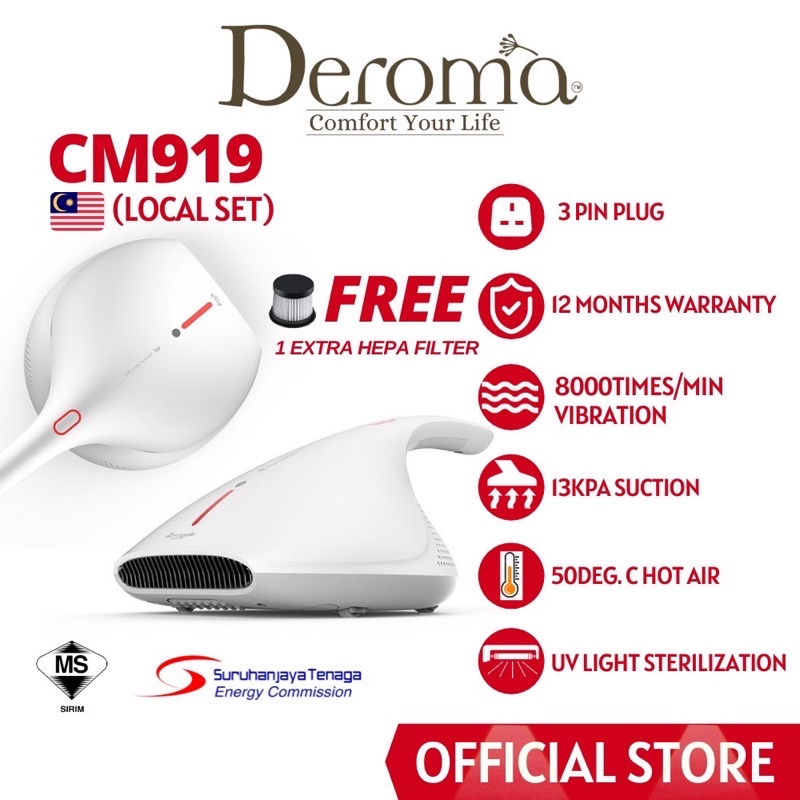 Deroma Deerma CM919 Dust Mite Vacuum Cleaner Bed UVC Ray Light/Power