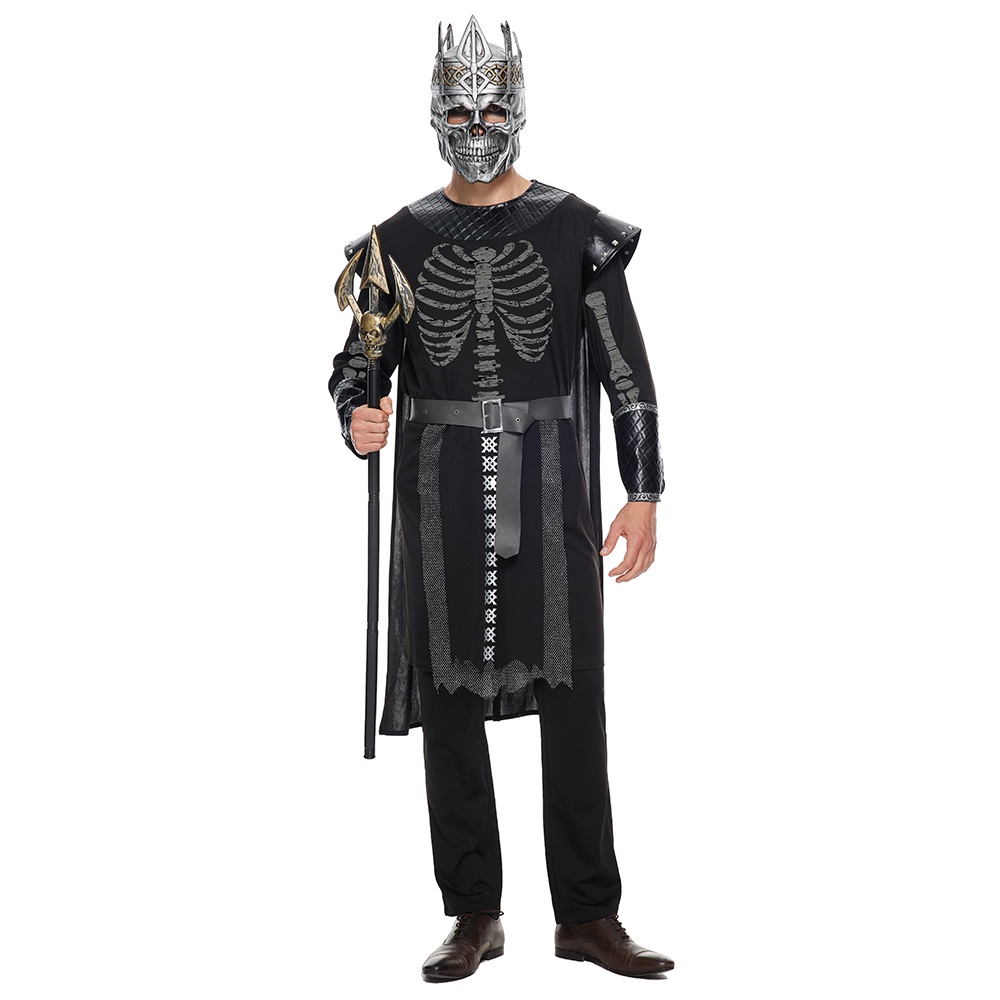Men's Horror Skeleton King Halloween Costume Party Game Dota2 Skull King Leoric Cosplay Deluxe