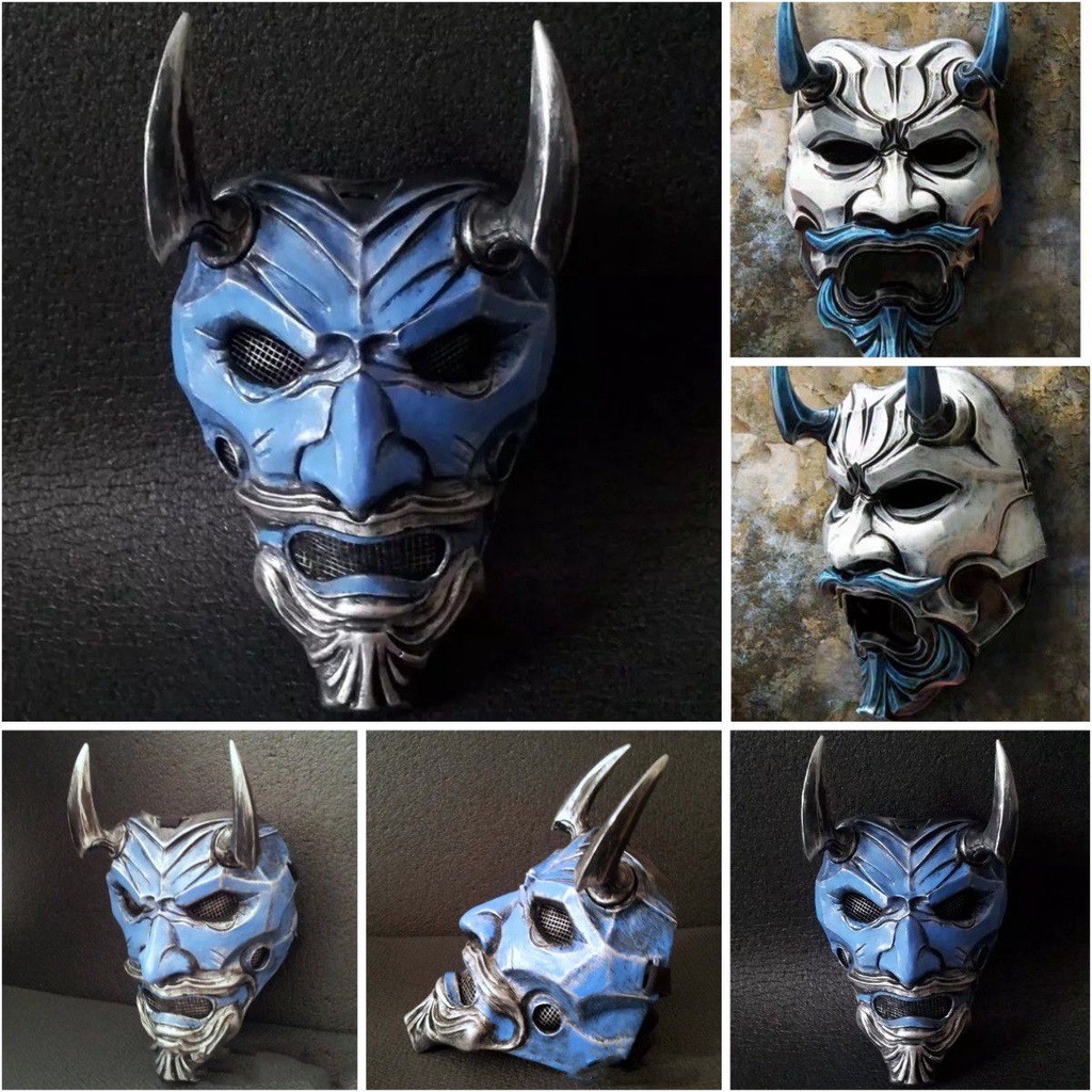 Halloween Demon Warrior Hannya Horror Latex Full Face Mask Cosplay Prop