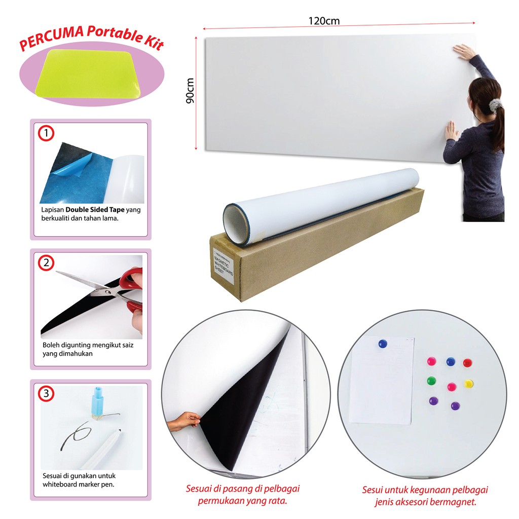 1 Set Whiteboard Sheet (L) Size 120cm x 90cm Shopee Malaysia