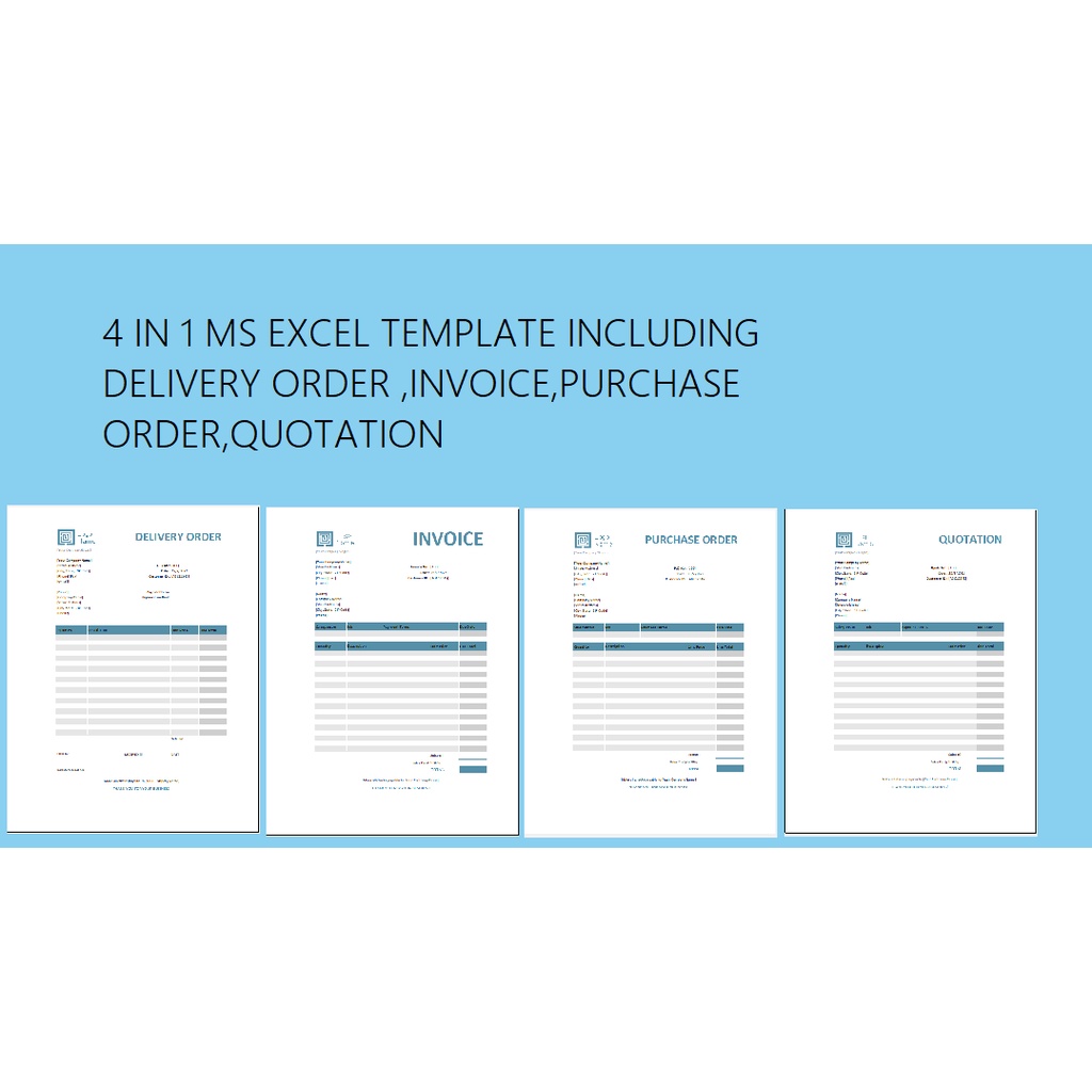 QUOTATION ,PURCHASE ORDER , DELIVERY ORDER,INVOICE COMPLETE 4 IN 1