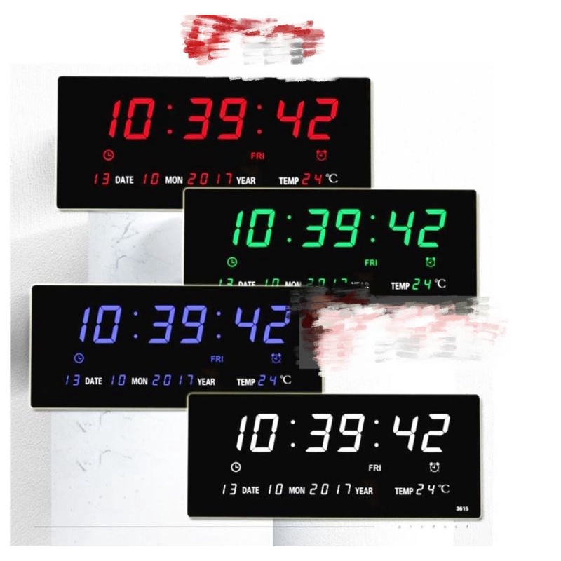MERAH Jd3615 Red LED Digital Clock LED Wall/Desk Clock Calendar
