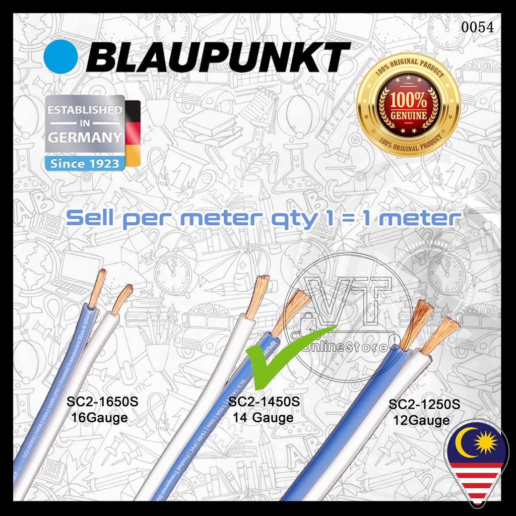 MOHAWK / BLAUPUNKT Audio Speaker Wire Cable White Blue (Sell Per Meter