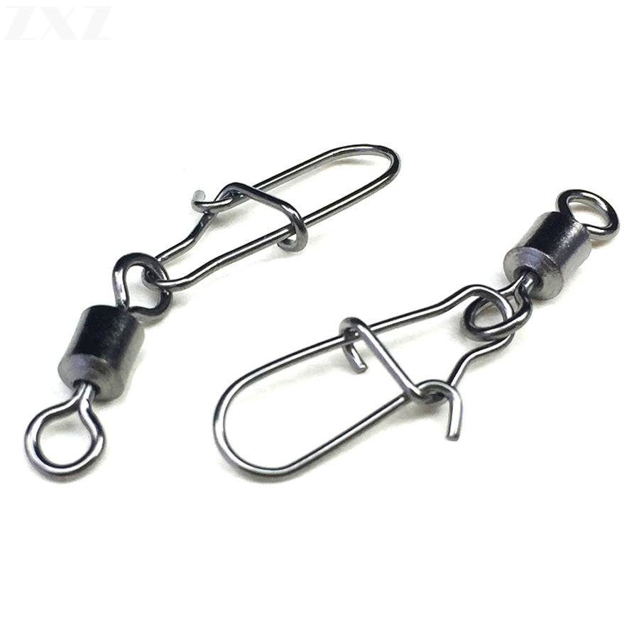 60pcs Swivel Fishing Hook Steel Rolling Fishing Swivel With Snap Sea