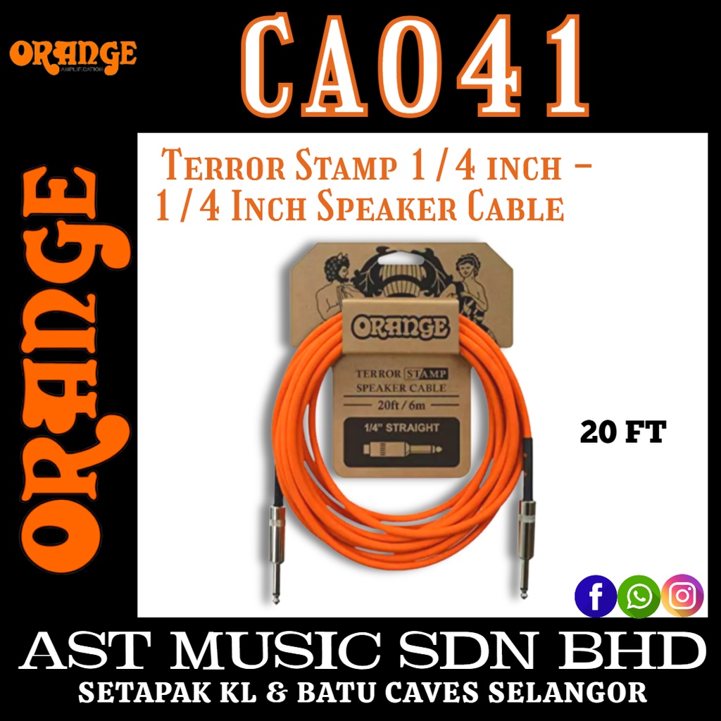 Orange CA041 Terror Stamp 1/4 inch 1/4 Inch Speaker Cable 20 Foot