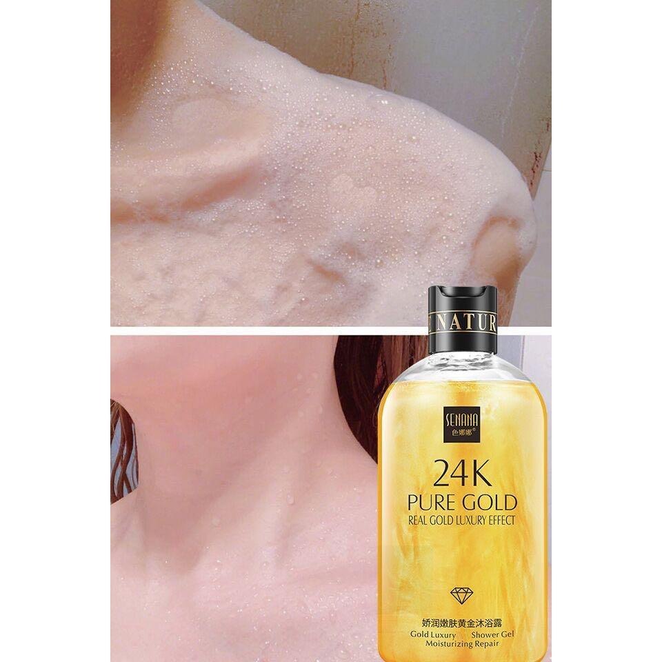24K gold whitening shower gel foam moisturizing skin deep cleansing