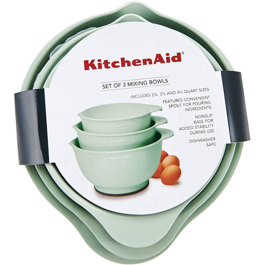 KitchenAid Classic Mixing Bowls, Set of 3, Pistachio Shopee Malaysia