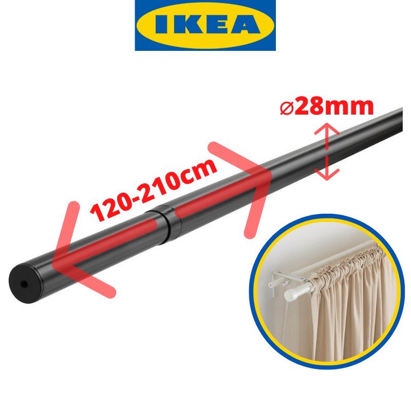 IKEA HUGAD Curtain Rod Adjustable / Batang Rod Besi Langsir 28mm READY