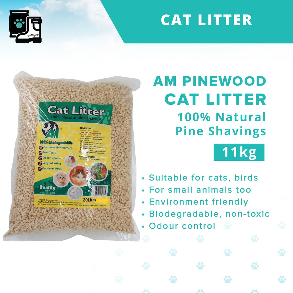 AM Pine Wood Litter 11KG Non Toxic 100 Natural Pine Shavings Cat
