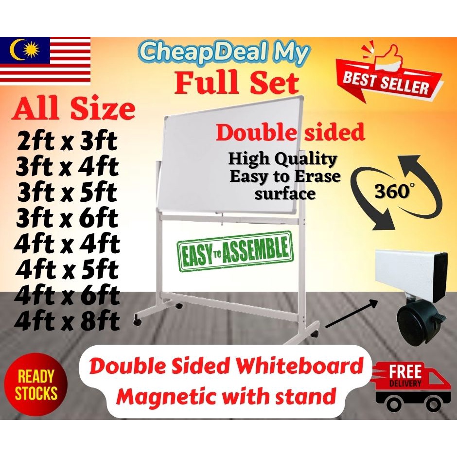 Whiteboard double sided with stand 2x3 3x4 3x5 3x6 4x4 4x5 4x6