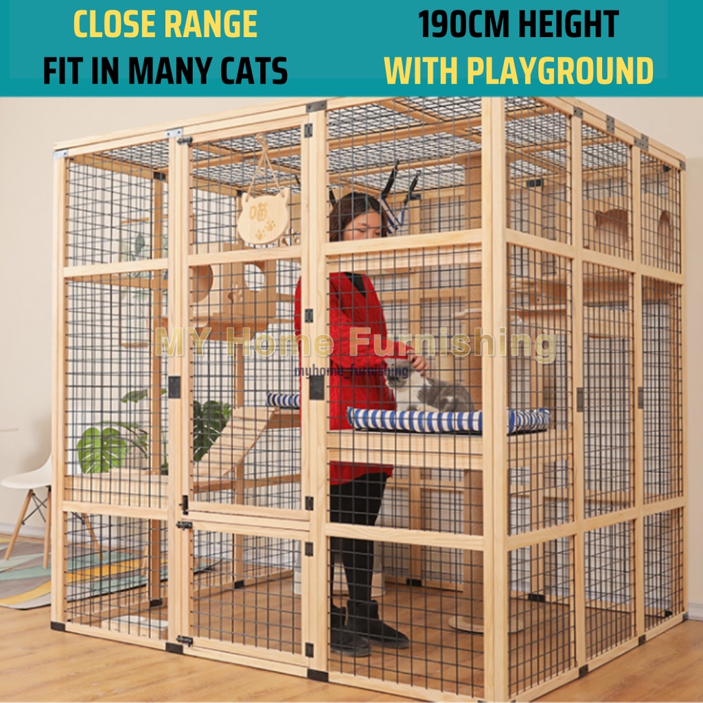 [Large & Big] Luxury Big Cat Cage For Home 6.2FT Height Solid Wood Pet