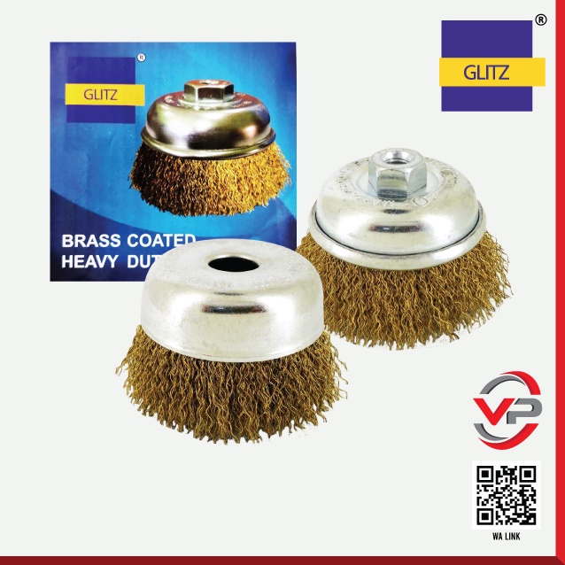 GLITZ HEAVY DUTY BRASS COATED CUP BRUSH 3" / WIRE CUP BRUSH FOR ANGLE
