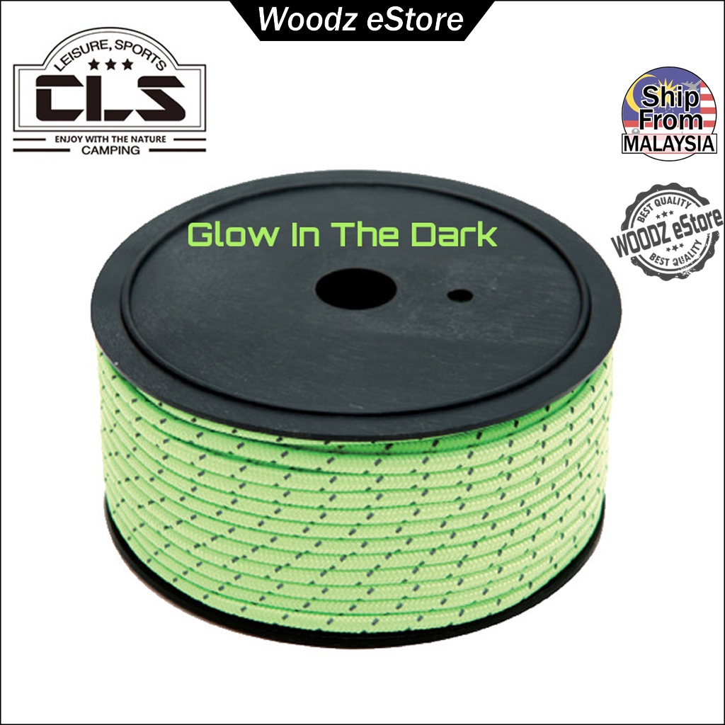 [Woodz] Guy Line Camping Cord Paracord Green 4MM Rope 50 meters Glow in