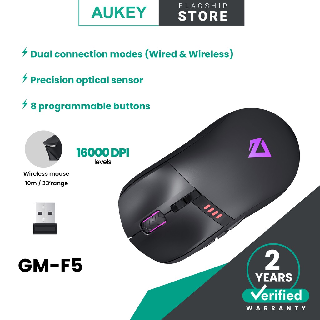 Aukey GM-F4 GM-F5 Knight RGB Gaming Mouse with 8 Programmable Buttons