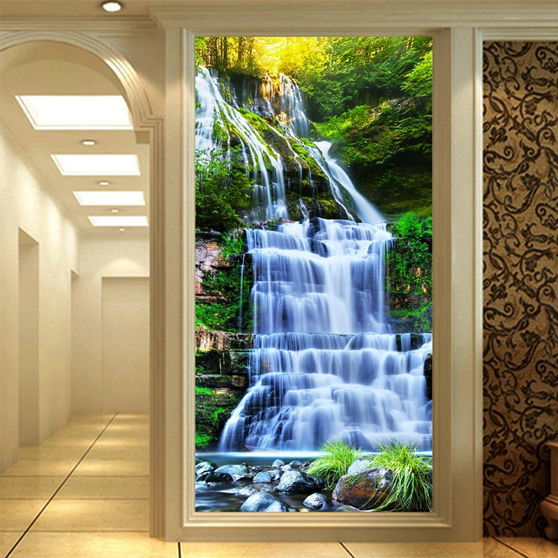 3D Waterfalls Nature Landscape wallpaper,Living Room bedroom entrance