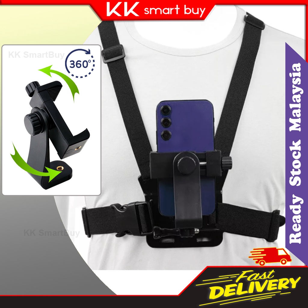 Phone mount holder Chest Strap Rotate Harness Clip Landscape Portrait