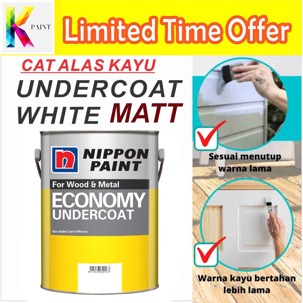 Nippon Economy Undercoat for Wood and Metal 1 L (Matt White) Cat Alas