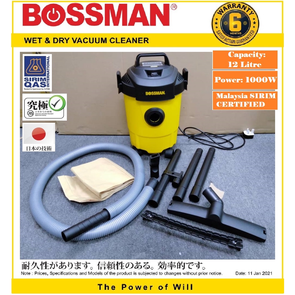 BOSSMAN WET & DRY Vacuum Cleaner with Blower Function 12Litre 1000Watt