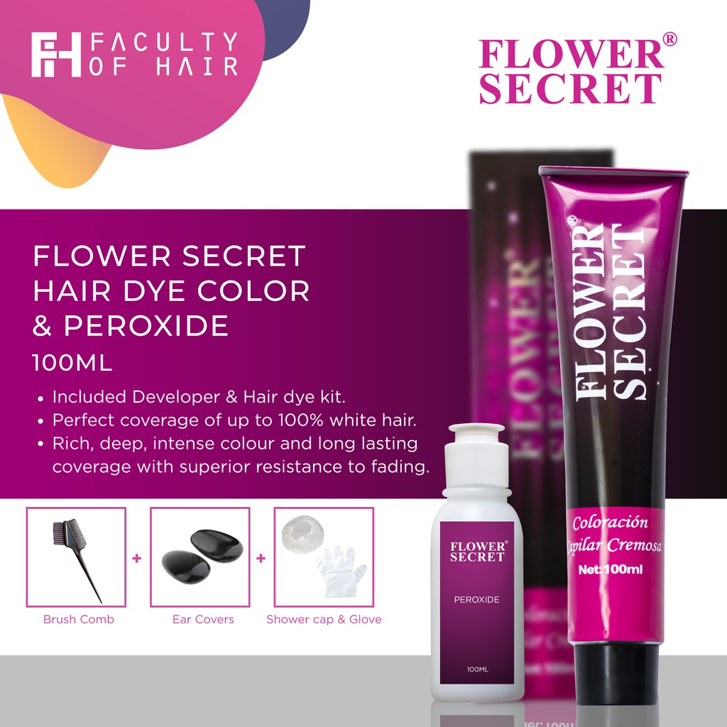Flower Secret Hair Dye Color with Developer & Hair Dye Kit (100ml