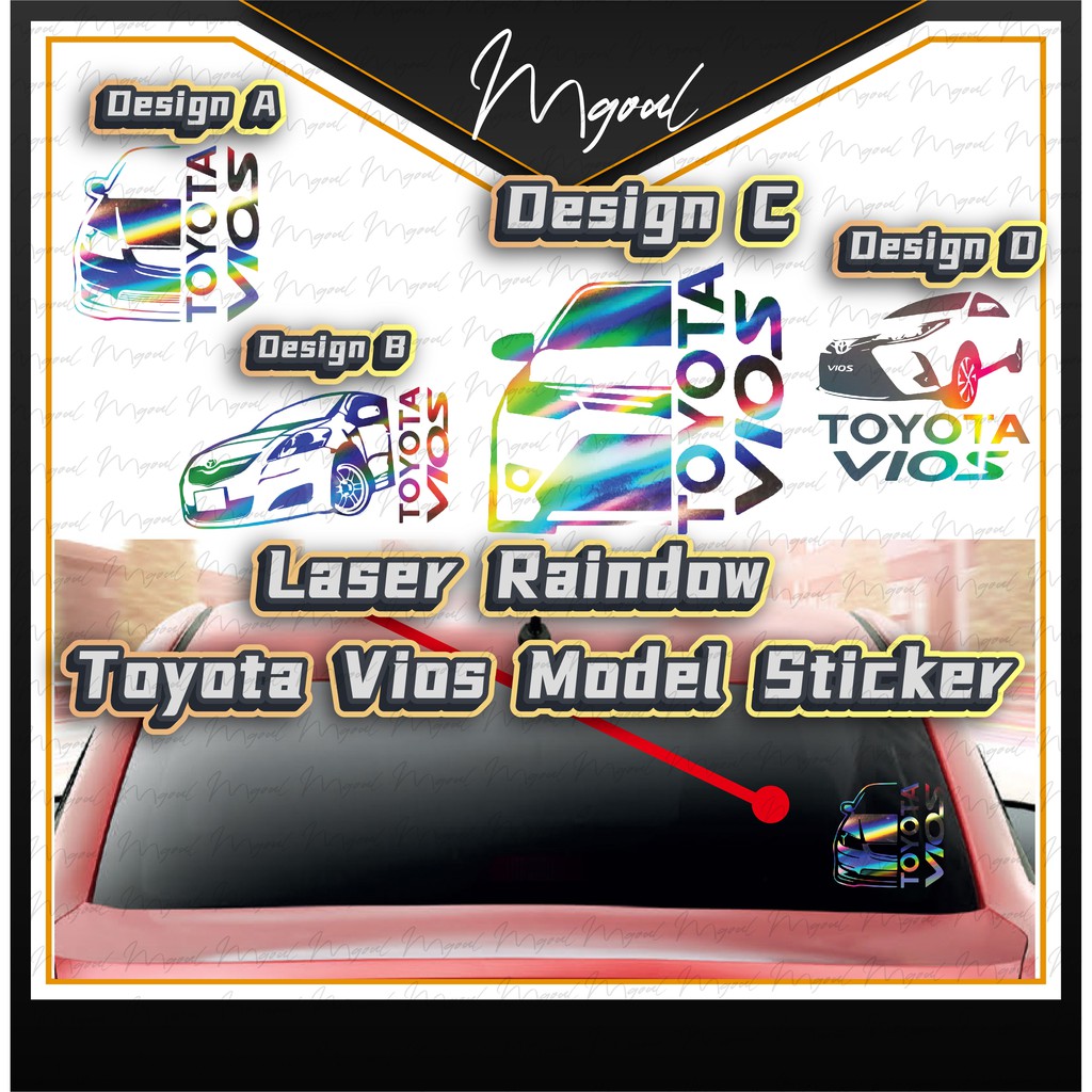 TOYOTA VIOS MODEL SHAPE&WORDS HIGH GRADE Laser Rainbow Sticker Toyota
