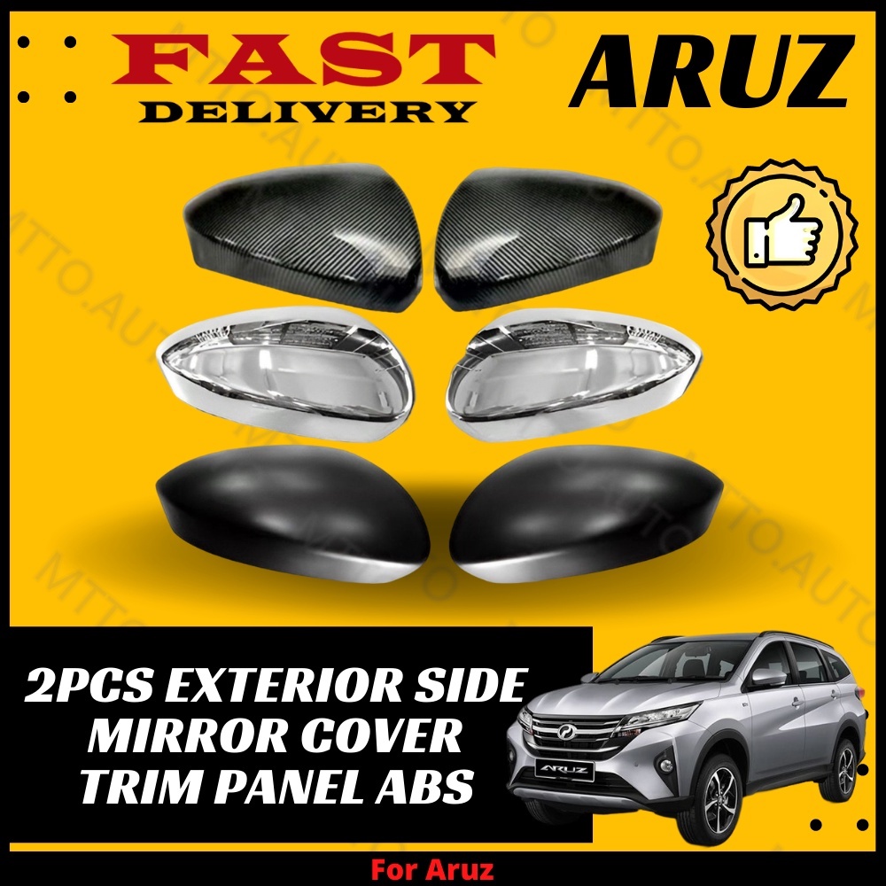 MTTO Perodua Aruz 2Pcs Exterior Side Mirror Cover Trim Panel Abs