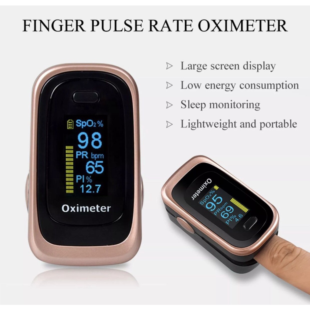 Finger Pulse Rate Oximeter Blood Oxygen Saturation Monitor Portable