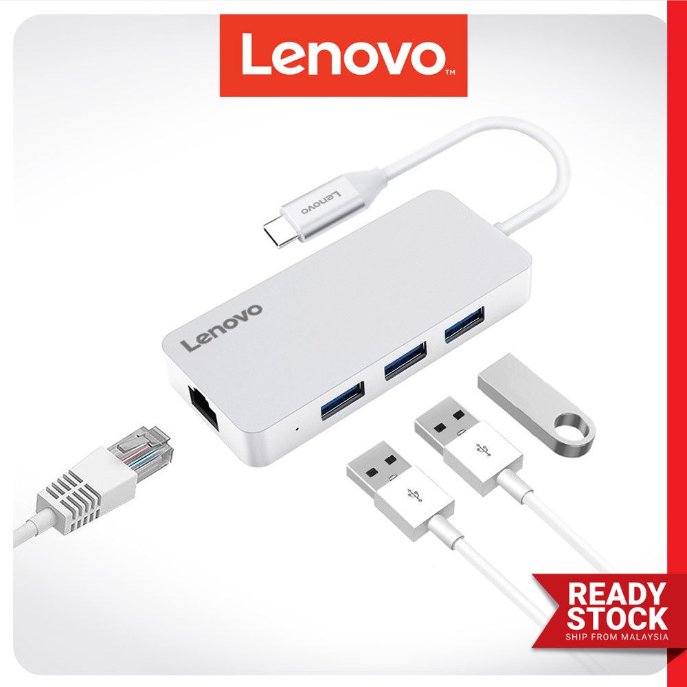 Lenovo C506 USB C to 3 Port USB3.0 + Gigabit LAN Hub Shopee Malaysia