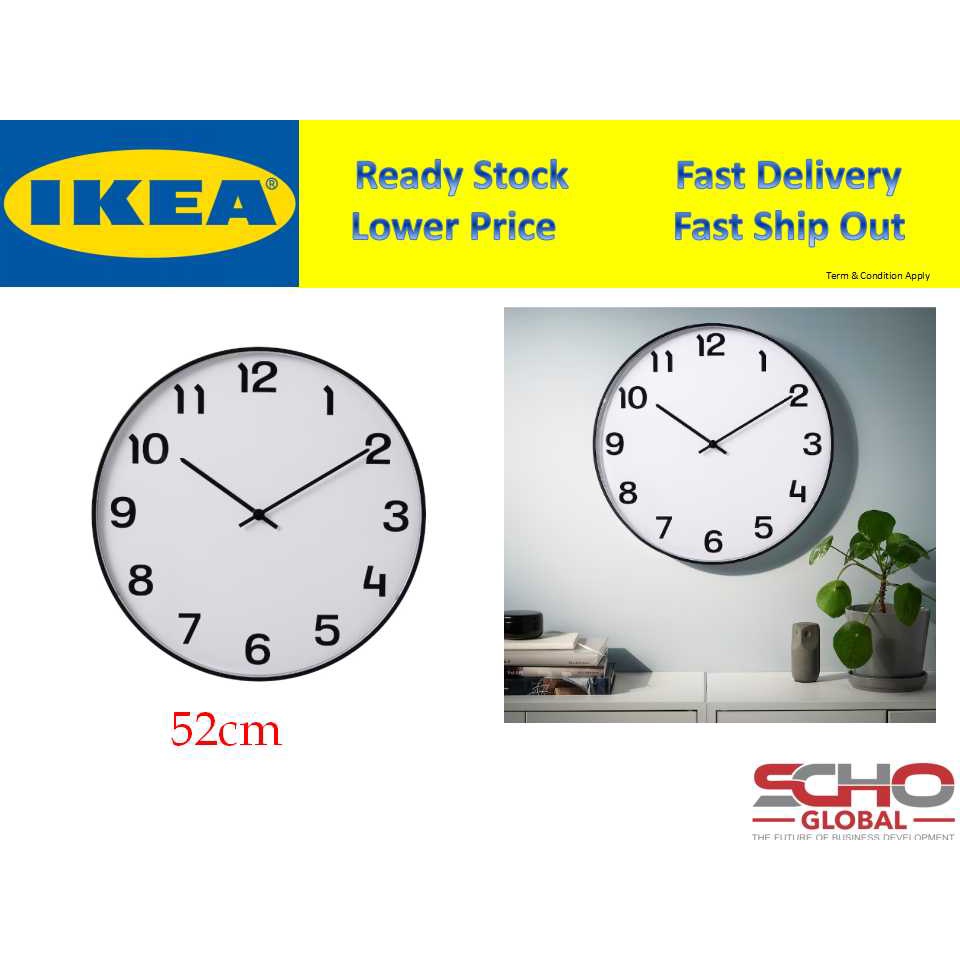 IKEAPLUTTIS Wall clock, black, 52 cm Shopee Malaysia