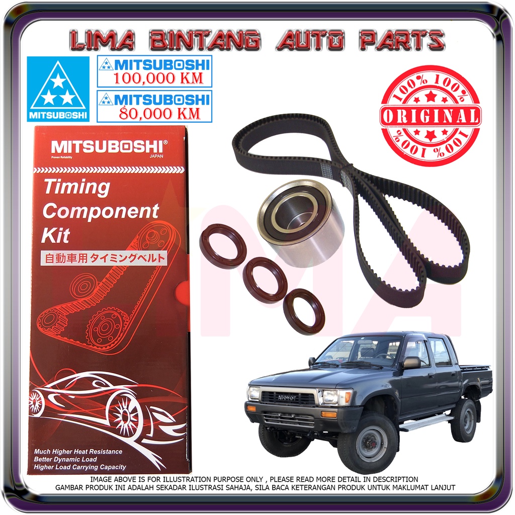 Toyota Hilux LN106 LN166 2.4 , 2.8 Timing Belt Kit Set Mitsuboshi