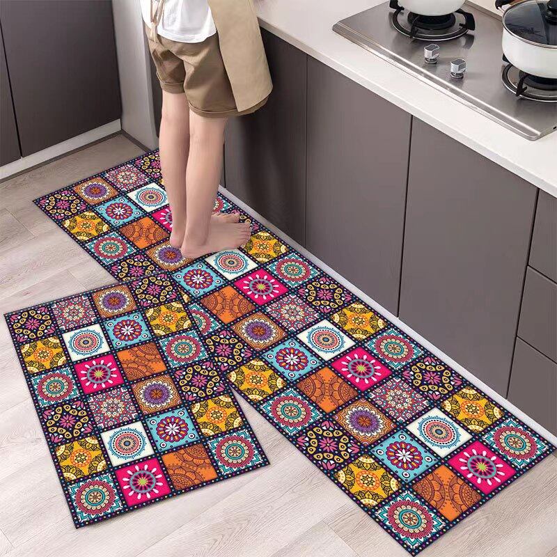 Bohemian Kitchen Carpet 2Pcs Floor Mat Dirtresistant Durable Kitchen