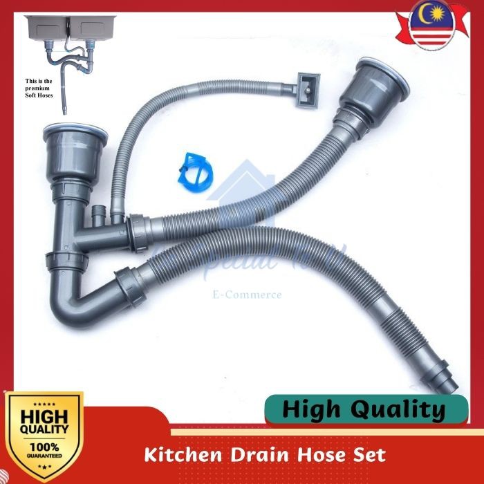 Drain Kit for Double Kitchen Sinks with Sink Strainer Drain Hose Sink